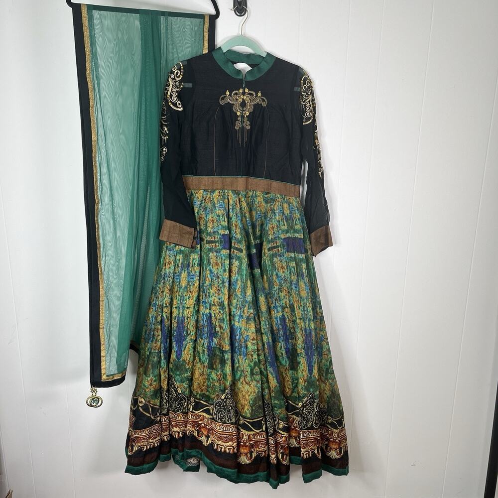 Karishma Women 42 Indian Anarkali Dress Embroidered Beaded Formal Wedding Party